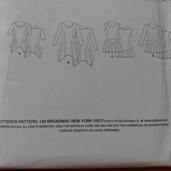 Pullover Tops Sewing Pattern Plus Size 14-22 UNCUT Butterick 6096 Modern Tunics - Picture 7 of 10